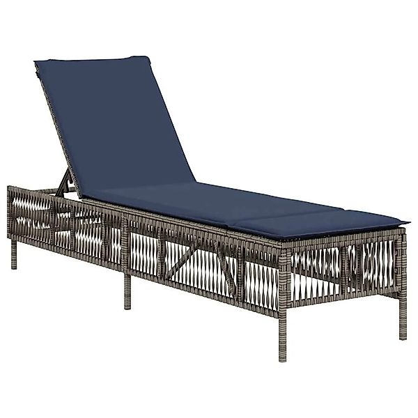 vidaXL Sonnenliege mit Kissen Grau Poly-Rattan 4002743 günstig online kaufen