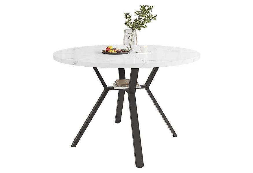 HAUSS SPOLE Esstisch Runder Esstisch schwarzer X-förmiger Couchtisch mit Me günstig online kaufen