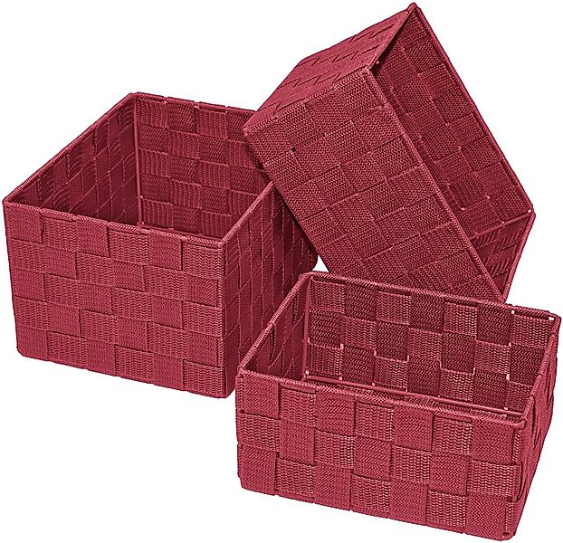 Lashuma Aufbewahrungskorb (Set, 3 St), rote Bad Körbchen mit Flechtmuster günstig online kaufen