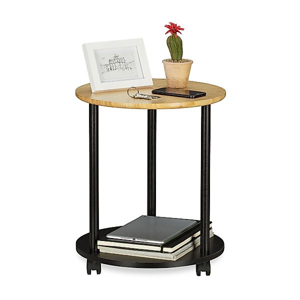relaxdays Beistelltisch rund mit Rolle, M günstig online kaufen