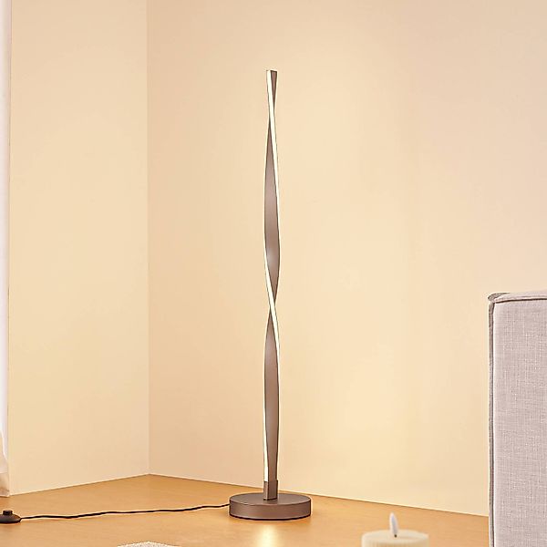 Lindby LED-Stehleuchte Jaren, schwarz/braun, 114 cm, CCT günstig online kaufen