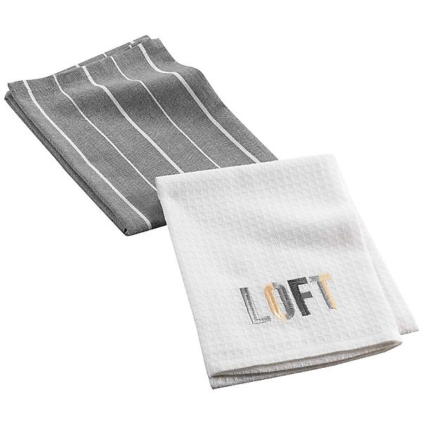 Macosa Home Geschirrtuch grau weiß 50x70 günstig online kaufen