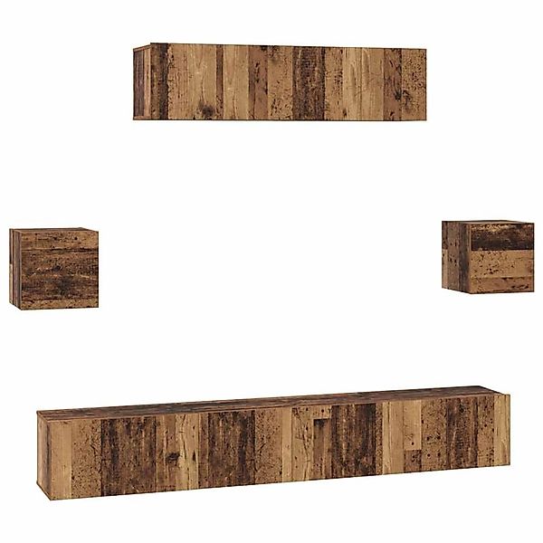 vidaXL TV-Schrank-Set 7-Tlg Altholz 80 x 30 x 30 cm Holzwerkstoff 3393408 günstig online kaufen