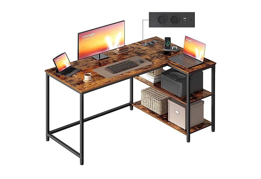 VASAGLE Schreibtisch Eckschreibtisch in L-Form, Computertisch mit Stauraum, günstig online kaufen