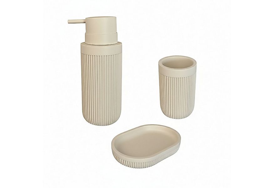 relaxdays Badaccessoire-Set Bad Accessoires 3-teilig, Beige günstig online kaufen