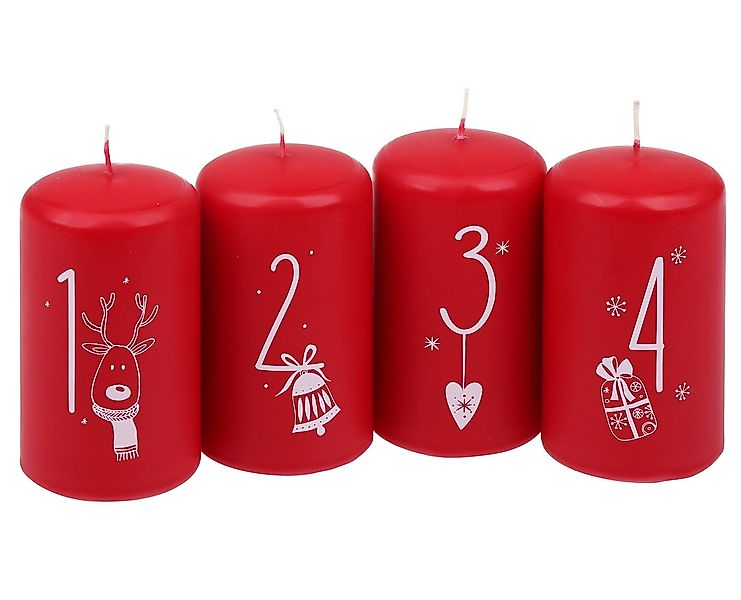 Steinhart Kerzen Adventskerze Stumpenkerzen "Weihnachtszahlen", 4er-Riegel günstig online kaufen