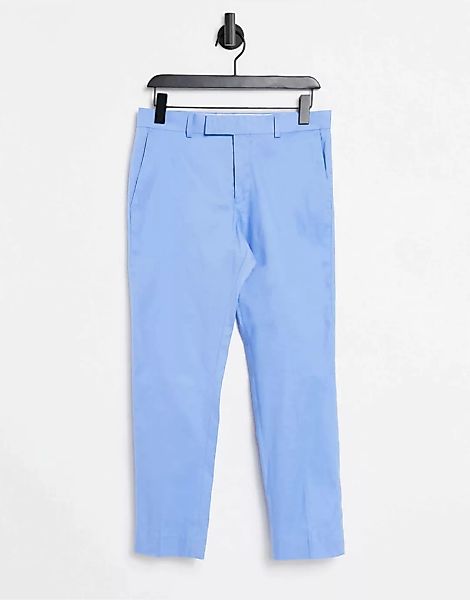 ASOS DESIGN – Enge, knöchellange, elegante Hose mit Struktur in Blau günstig online kaufen