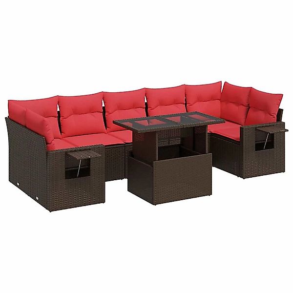 vidaXL 8-Tlg Garten-Sofagarnitur mit Kissen Braun Poly Rattan Akazie 332644 günstig online kaufen