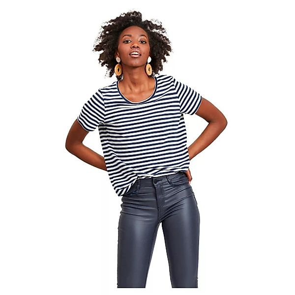 Vila Sus Kurzarm-t-shirt Mit O-ausschnitt L Navy Blazer / Stripes Optical S günstig online kaufen