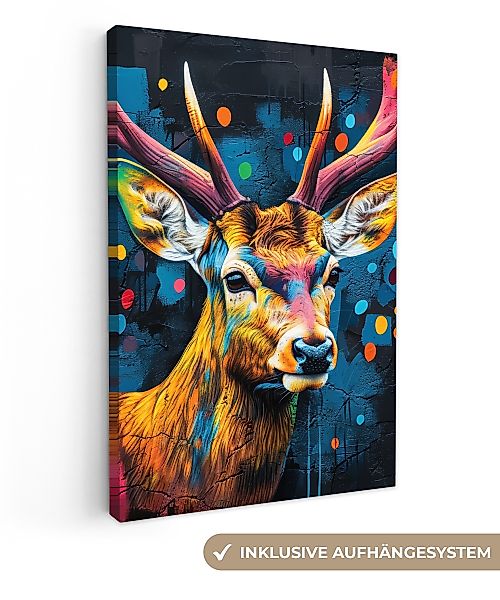 OneMillionCanvasses® Leinwandbild Graffiti - Hirsch - günstig online kaufen