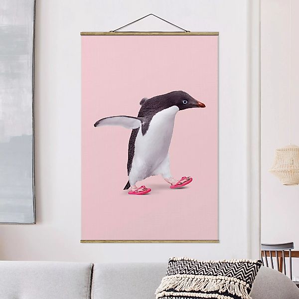 Stoffbild mit Posterleisten Flip-Flop Pinguin günstig online kaufen