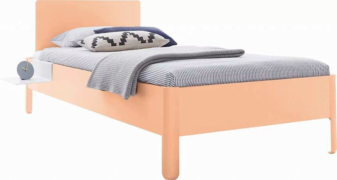 NAIT Einzelbett farbig lackiert 100 x 210cm Mit Kopfteil Mildorange günstig online kaufen