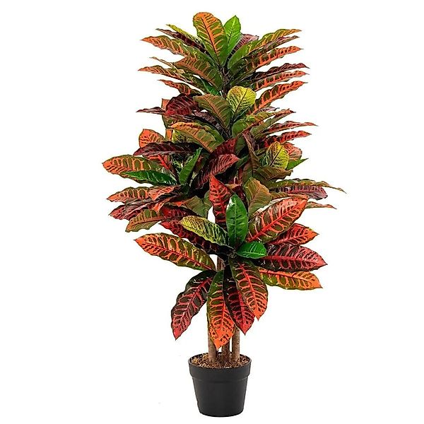 Costway Kunstpflanze Palmenbaum mit Bunten Blättern Rot&Grün 100 cm günstig online kaufen