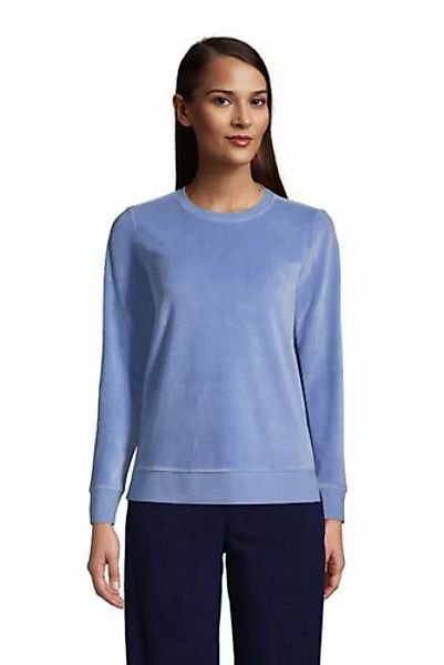 Sweatshirt aus Velours, Damen, Größe: L Normal, Blau, Baumwolle, by Lands' günstig online kaufen