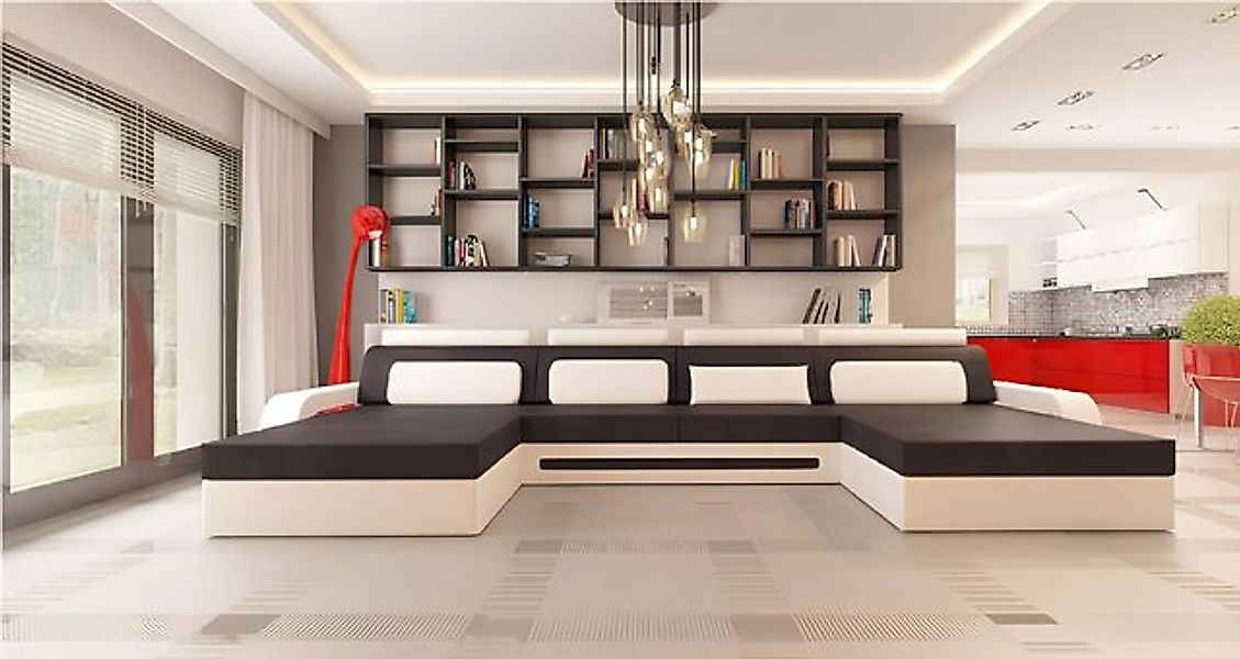 JVmoebel Sofa XXL BIG Wohnlandschaft U Form Ecksofa Sofa Couch Polster Garn günstig online kaufen