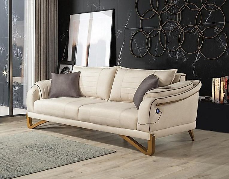 Xlmoebel Sofa Stilvolles 3-Sitzer Textilsofa in Weiß von einem Designer für günstig online kaufen