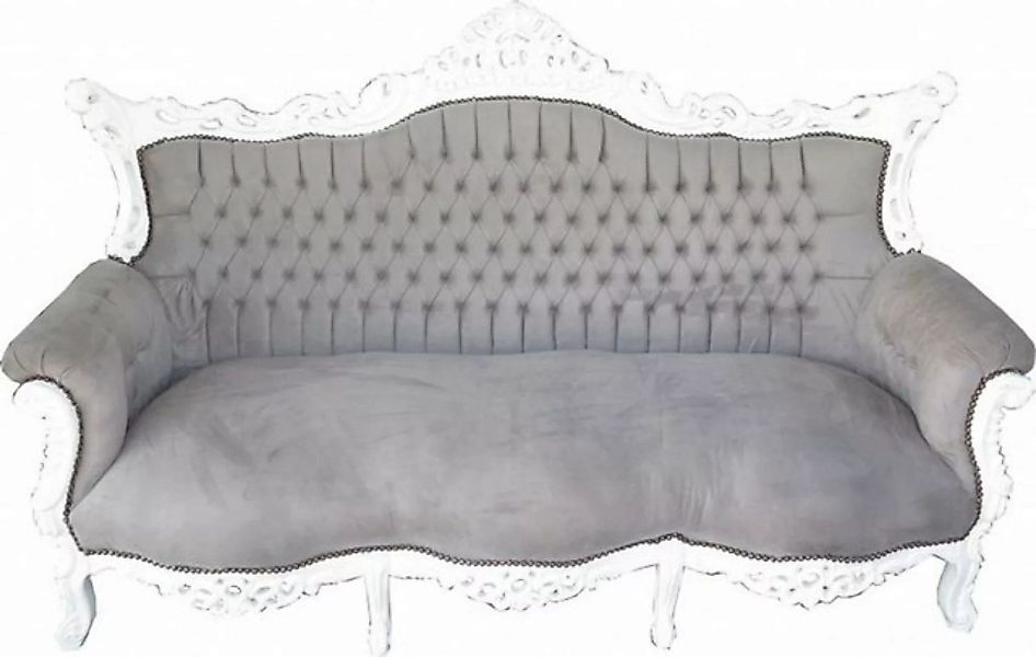 Casa Padrino 3-Sitzer Barock 3er Sofa Master Grau / Weiß - Wohnzimmer Möbel günstig online kaufen