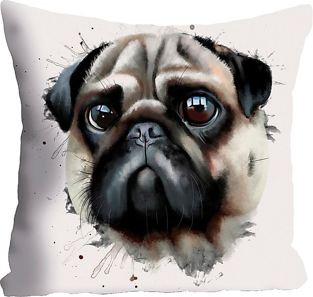 queence Dekokissen "Mops" Kissenhülle ohne Füllung, 1 Stück günstig online kaufen