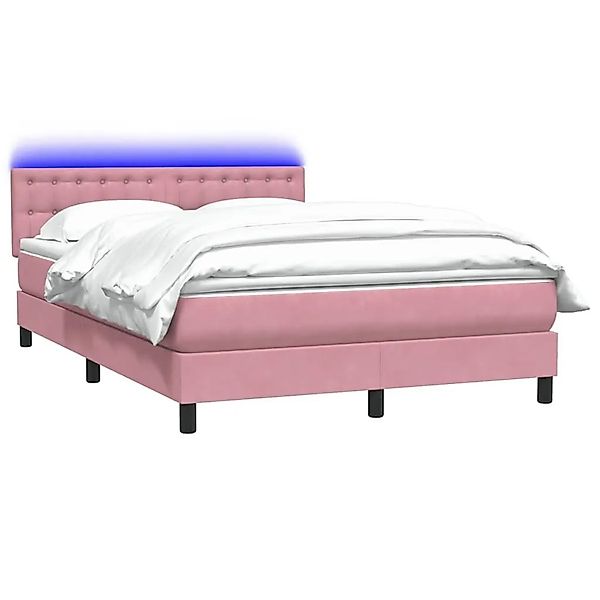 vidaXL Boxspringbett mit Matratze & LED Rosa 140x210 cm Samt 3317270 günstig online kaufen