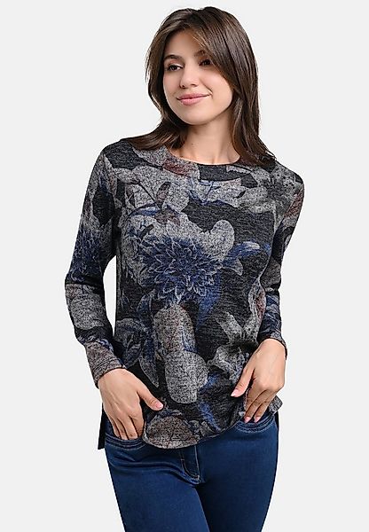 BICALLA T-Shirt Shirt mit floralem Print in Grau/Blau (1-tlg) günstig online kaufen