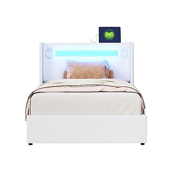 REDOM Polsterbett Kinderbett mit LED-Lichtleiste, Bluetooth-Player günstig online kaufen