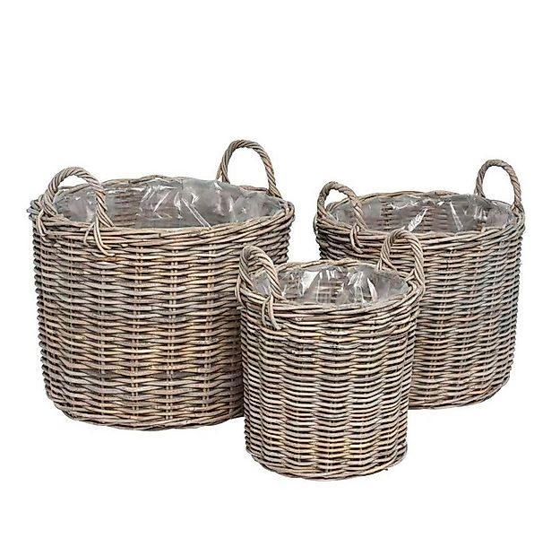Posiwio Blumentopf Pflanzkübel SEA GRASS aus Rattan grau beige Pflanzkorb H günstig online kaufen