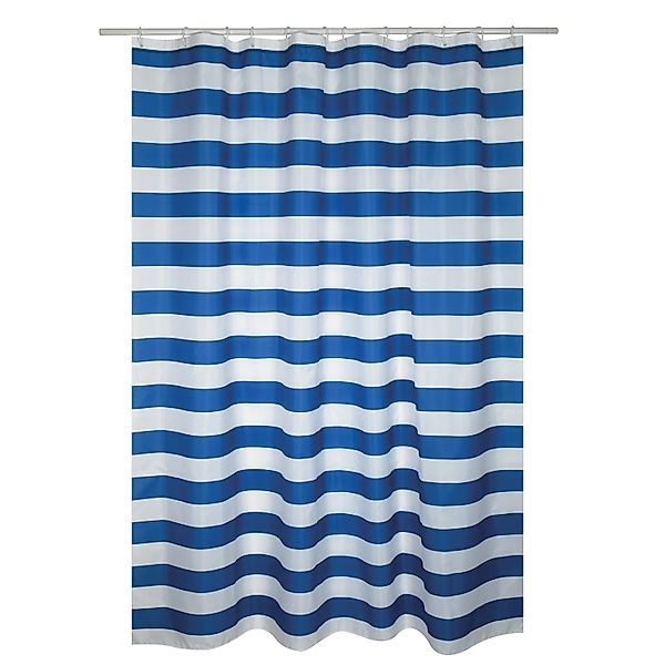 MSV Duschvorhang Brighton Polyester 180 cm x 200 cm Blau-Weiß günstig online kaufen