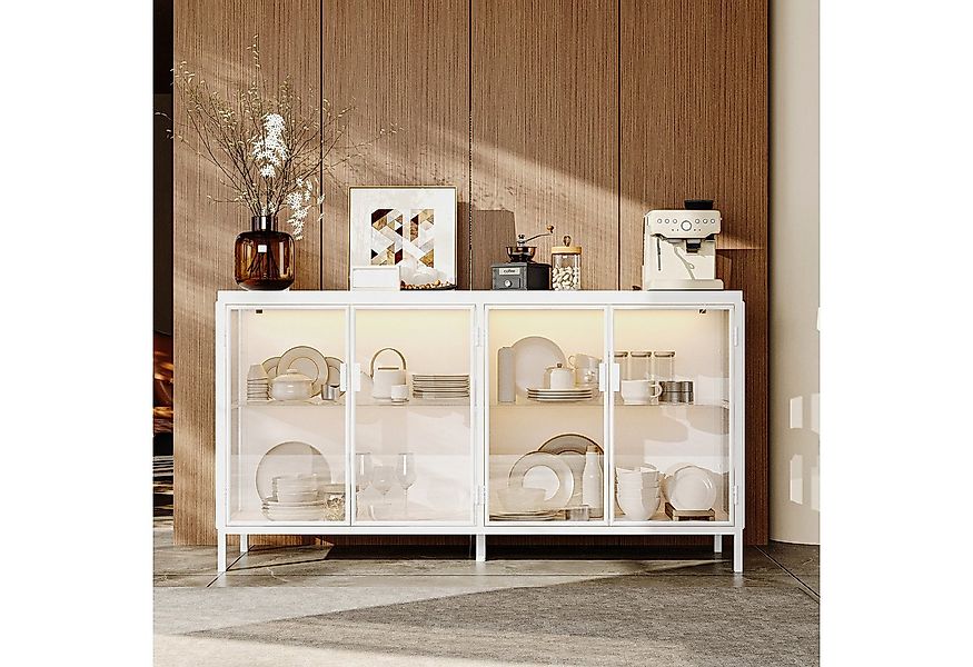 FUFU&GAGA Sideboard Glas-Sideboard, mit Beleuchtung 3 Farbe, 40 x 140 x 75 günstig online kaufen