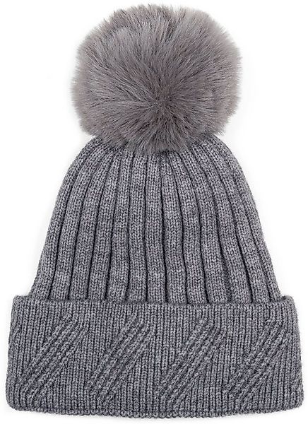 styleBREAKER Bommelmütze Strick Bommelmütze mit Rippen Muster (1-St) günstig online kaufen