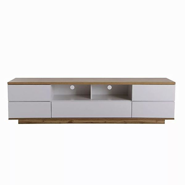 IDEASY TV-Schrank modern mit Holzmaserung, Farbblock-Design, weiß 180cm (sc günstig online kaufen