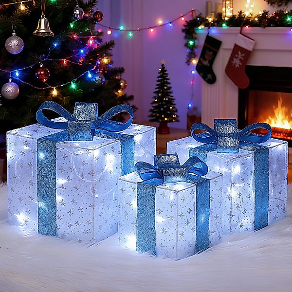 Elegear Weihnachtsfigur 3er-Set LED Geschenkbox Weihnachten günstig online kaufen