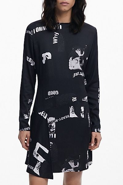 Desigual Partykleid Schwarzes kurzes Damenkleid mit Muster und kontrastreic günstig online kaufen