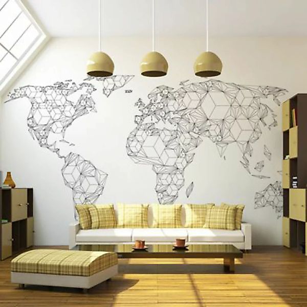 artgeist Fototapete Map of the World - white solids schwarz/weiß Gr. 200 x günstig online kaufen