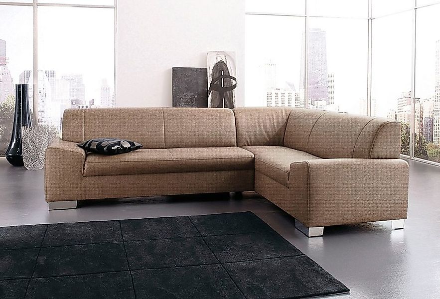 DOMO collection Ecksofa »Alisson, zeitlose Optik, flache Armlehnen, L-Form« günstig online kaufen