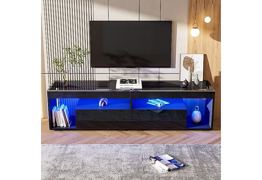 HAUSS SPOLE Lowboard LED-Hochglanz-TV-Schrank mit 2 Schubladen, für bis zu günstig online kaufen