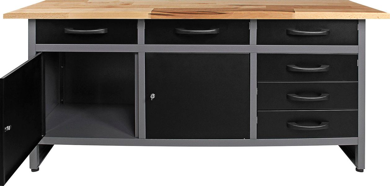 Ondis24 Werkbank Karsten 160 cm 6 Schieber 2 Tür Werkstatteinrichtung günstig online kaufen