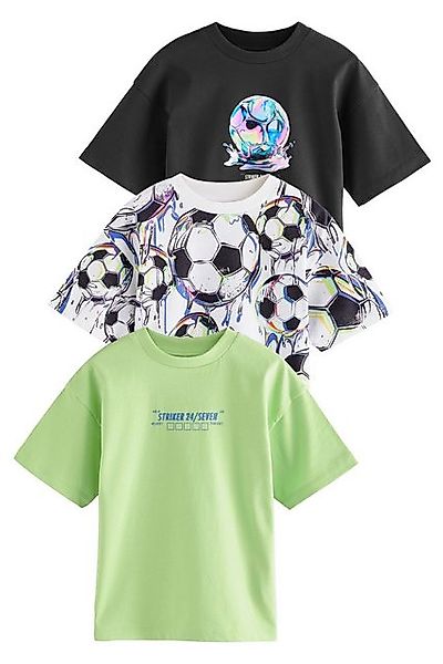 Next Print-Shirt 3er-Pack Relaxed Fit Kurzarm-T-Shirts mit Grafik (3-tlg) günstig online kaufen