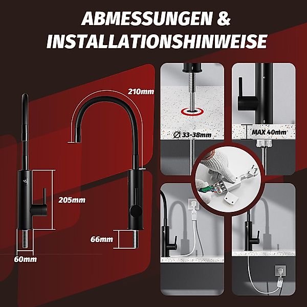 Oihpaw Küchenarmatur mit Durchlauferhitzer, elektrischer Wasserhahn günstig online kaufen