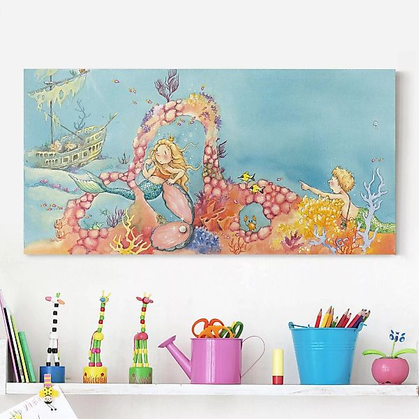Leinwandbild Kinderzimmer - Querformat Matilda die kleine Meerjungfrau - Bl günstig online kaufen