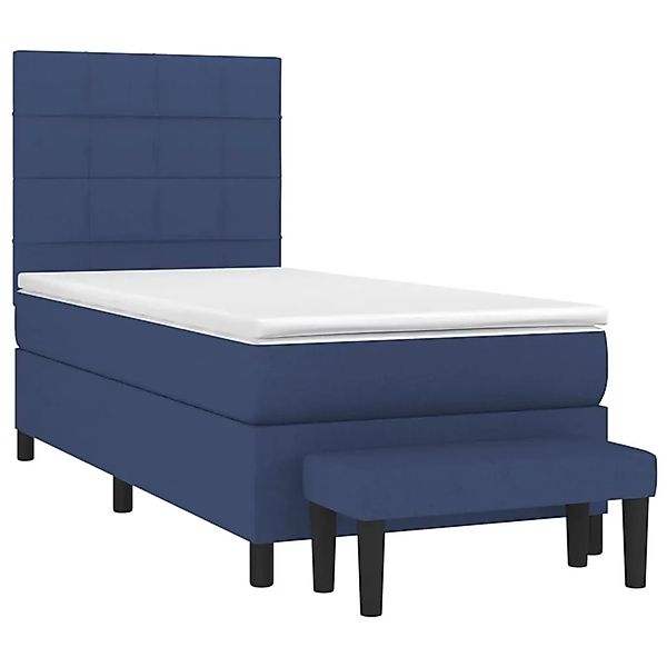 vidaXL Boxspringbett mit Matratze Blau 90x200 cm Stoff 3136571 günstig online kaufen