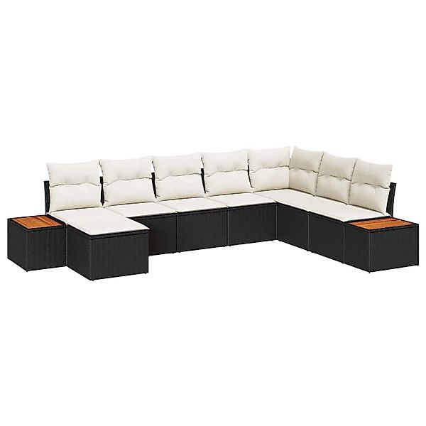 vidaXL Garten-Sofa-Set mit Kissen 8-Tlg Schwarz Poly Rattan 3348143 günstig online kaufen