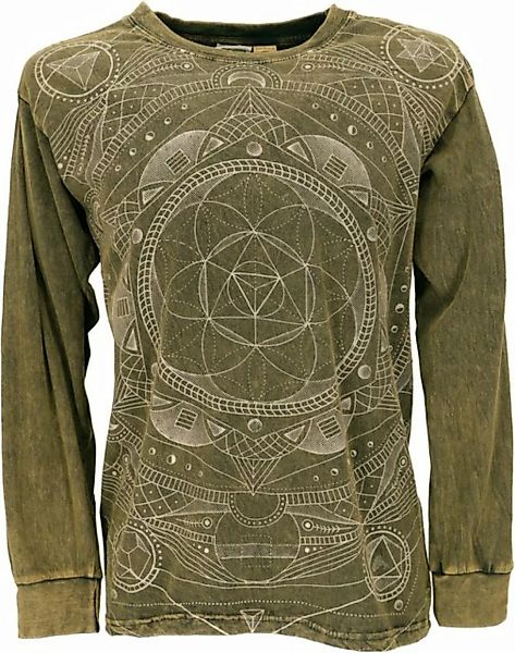Guru-Shop Sweater Langarmshirt Mandala, stonewash Goa Shirt -.. Goa Style, günstig online kaufen