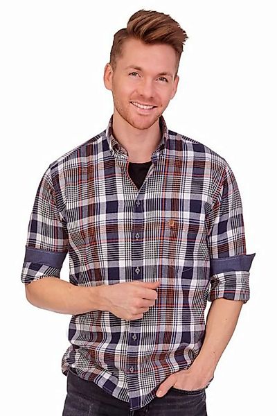 Hatico Trachtenhemd Flanellhemd - FINLEY - grau/blau/orange günstig online kaufen