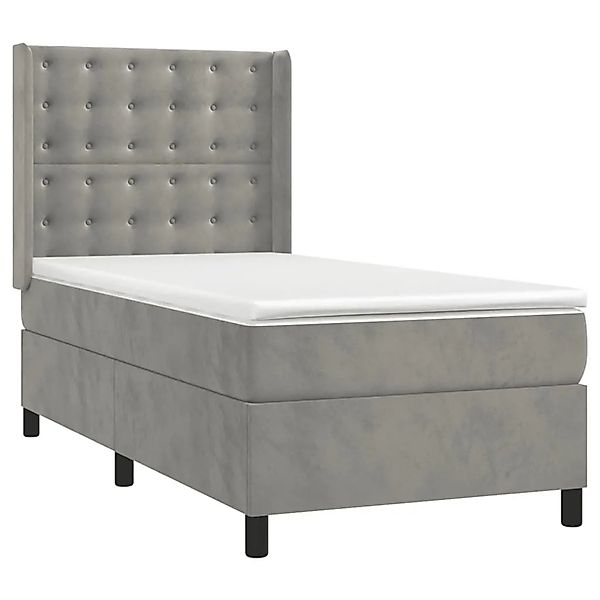 vidaXL Boxspringbett mit Matratze & LED Hellgrau 90x200 cm Samt 3139781 günstig online kaufen