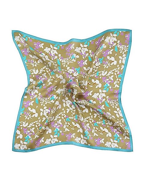 MayTree Seidentuch quadratisch Blütenzweige, türkis, gold, lila, Nickituch, günstig online kaufen