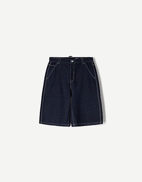 Bershka Skater-Denim-Bermudas Damen 42 Marinenblau günstig online kaufen