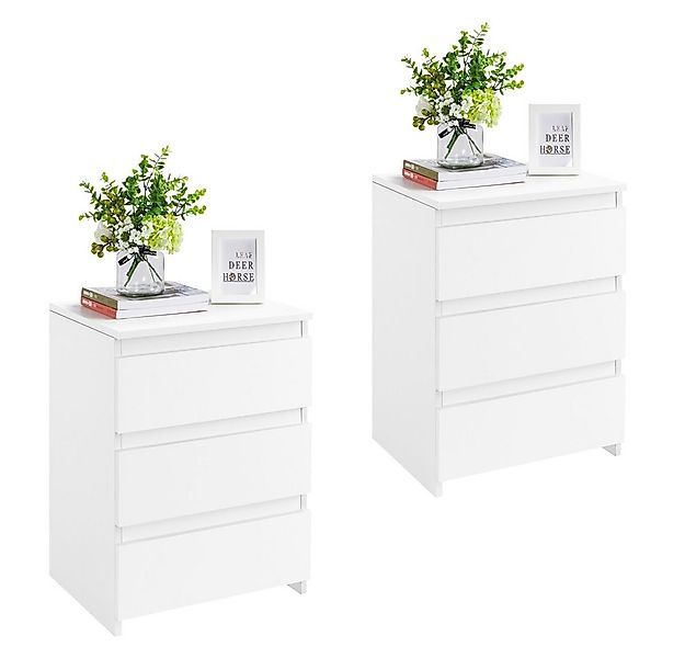 Yaheetech Nachttisch mit 3 Schubladen Nachtschrank (2-St), Nachtkommode Nac günstig online kaufen