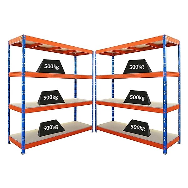 PROREGAL Mega Deal 2x Profi Schwerlastregal Rhino HxBxT 200x200x60cm 4 Span günstig online kaufen