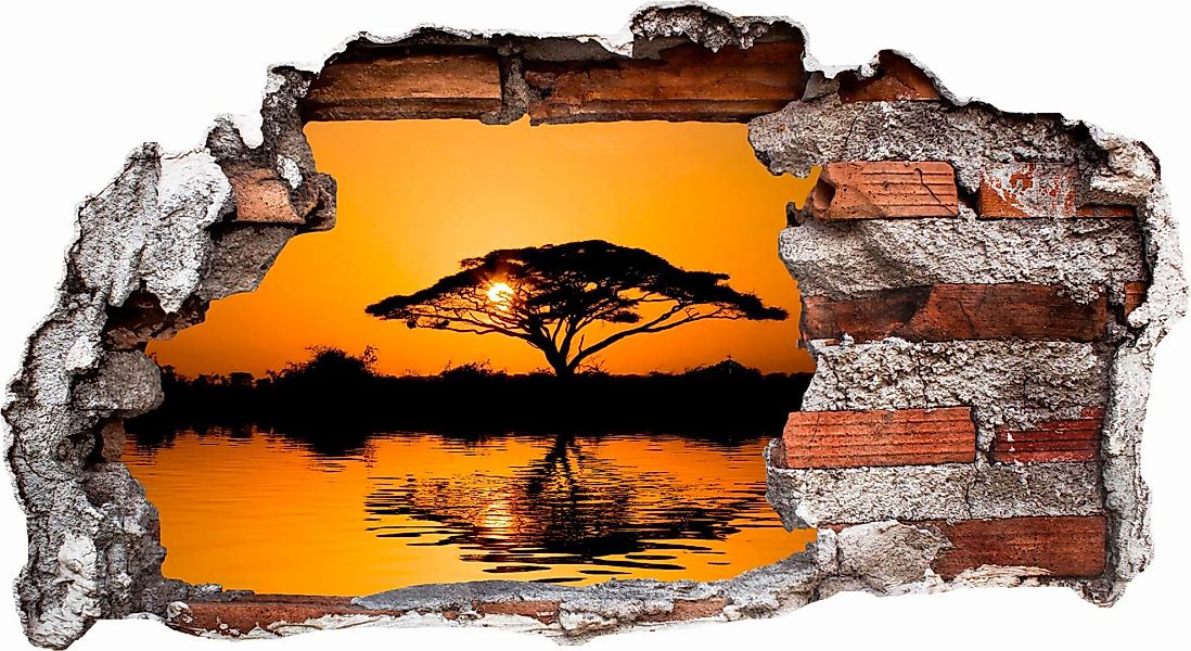Wall-Art Wandtattoo »Safari Afrika durch die Mauer« günstig online kaufen
