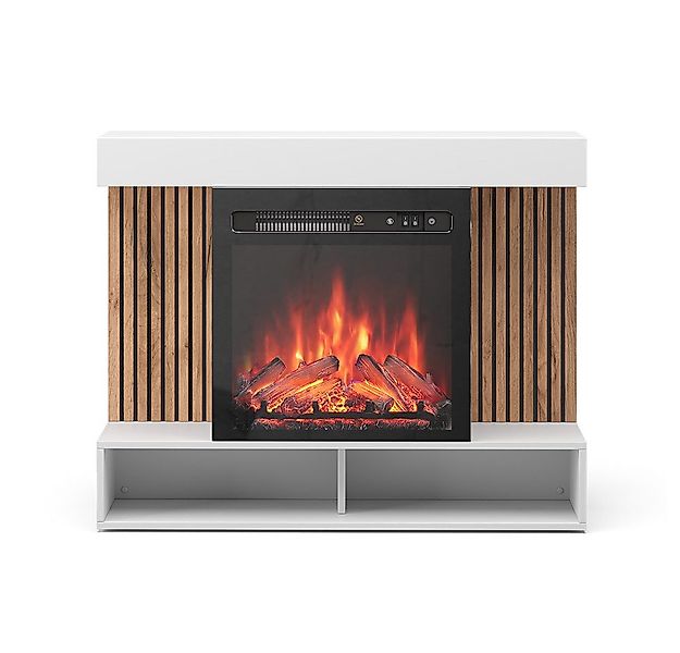 Vicco Kaminumbauschrank Lynea, Weiß, 100 cm mit realistischem Flammeneffekt günstig online kaufen